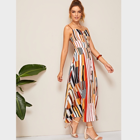 Multicolor Cami Fit & Flare Maxi Summer Dress - Picture 4 of 8